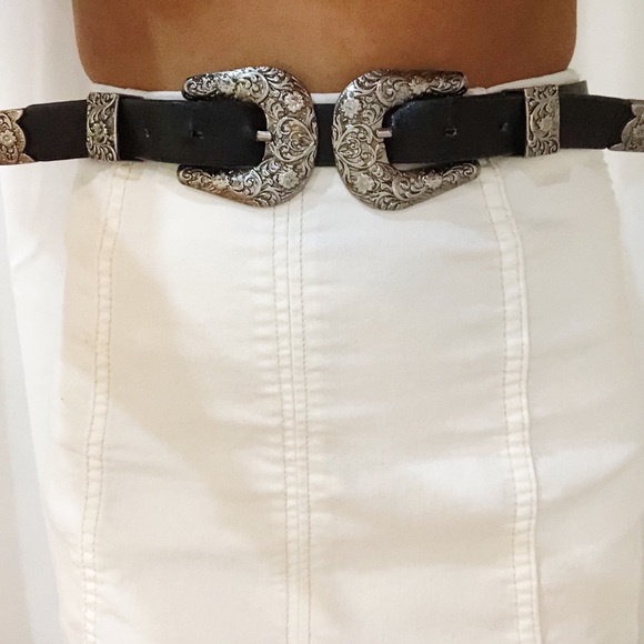 Accessories - Fashion belt with double buckles Silver